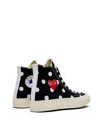 schwarze gepunktete hohe Sneakers von COMME DES GARÇONS PLAY X CONVERSE