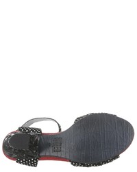 schwarze gepunktete Leder Sandaletten von Simen