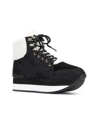 schwarze gesteppte hohe Sneakers aus Leder von Trussardi Jeans