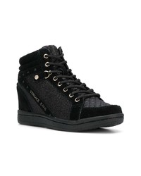 schwarze gesteppte hohe Sneakers aus Wildleder von Versace Jeans