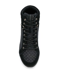 schwarze gesteppte hohe Sneakers aus Wildleder von Versace Jeans