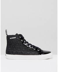 schwarze gesteppte hohe Sneakers von Love Moschino