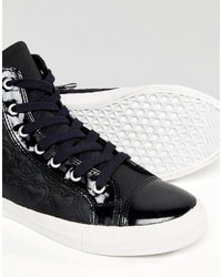 schwarze gesteppte hohe Sneakers von Love Moschino