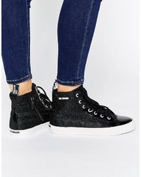 schwarze gesteppte hohe Sneakers von Love Moschino