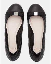 schwarze gesteppte Leder Ballerinas von Faith