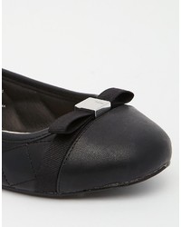 schwarze gesteppte Leder Ballerinas von Faith