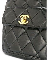 schwarze gesteppte Leder Beuteltasche von Chanel Vintage