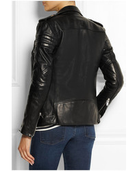 schwarze gesteppte Leder Bikerjacke von BLK DNM