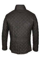 schwarze gesteppte Leder Bikerjacke von Lolus