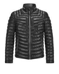 schwarze gesteppte Leder Bikerjacke von Milestone