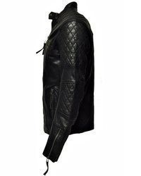 schwarze gesteppte Leder Bikerjacke von Zimmert Leather