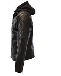 schwarze gesteppte Leder Bikerjacke von Zimmert Leather