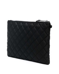 schwarze gesteppte Leder Clutch Handtasche von Moschino