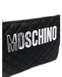 schwarze gesteppte Leder Clutch Handtasche von Moschino