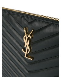 schwarze gesteppte Leder Clutch von Saint Laurent