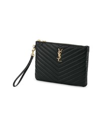 schwarze gesteppte Leder Clutch von Saint Laurent