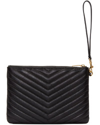 schwarze gesteppte Leder Clutch von Saint Laurent