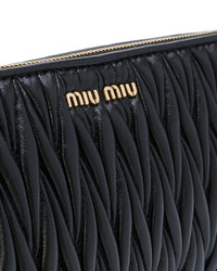 schwarze gesteppte Leder Clutch von Miu Miu