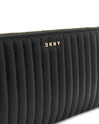 schwarze gesteppte Leder Clutch von DKNY