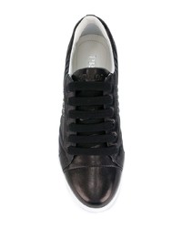 schwarze gesteppte Leder niedrige Sneakers von Prada