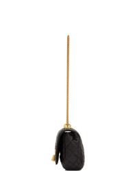 schwarze gesteppte Leder Umhängetasche von Versace