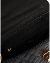 schwarze gesteppte Leder Umhängetasche von Asos