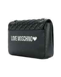schwarze gesteppte Leder Umhängetasche von Love Moschino