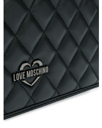 schwarze gesteppte Leder Umhängetasche von Love Moschino