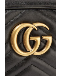 schwarze gesteppte Leder Umhängetasche von Gucci