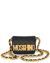 schwarze gesteppte Leder Umhängetasche von Moschino