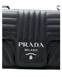schwarze gesteppte Leder Umhängetasche von Prada