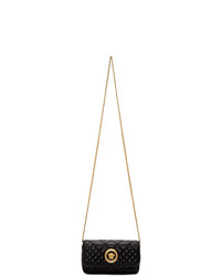 schwarze gesteppte Leder Umhängetasche von Versace
