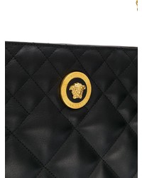 schwarze gesteppte Lederhandtasche von Versace