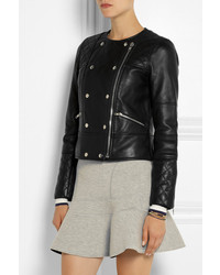 schwarze gesteppte Lederjacke von J.Crew