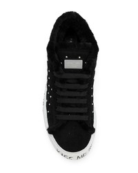 schwarze gesteppte niedrige Sneakers von Philipp Plein