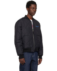 schwarze gesteppte Nylon Bomberjacke von Awake NY