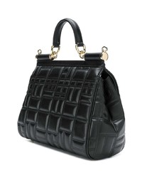 schwarze gesteppte Satchel-Tasche aus Leder von Dolce & Gabbana