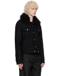 schwarze gesteppte Shirtjacke aus Pelz von Courrèges