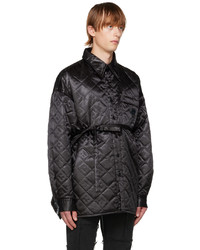 schwarze gesteppte Shirtjacke aus Satin von Acne Studios