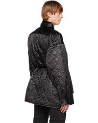 schwarze gesteppte Shirtjacke aus Satin von Acne Studios