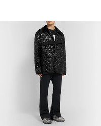 schwarze gesteppte Shirtjacke von Maison Margiela