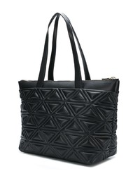 schwarze gesteppte Shopper Tasche aus Leder von Emporio Armani