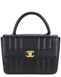 schwarze gesteppte Shopper Tasche aus Leder von Chanel