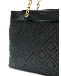 schwarze gesteppte Shopper Tasche aus Leder von Tory Burch