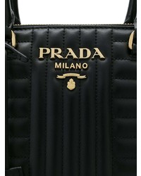 schwarze gesteppte Shopper Tasche aus Leder von Prada