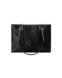 schwarze gesteppte Shopper Tasche aus Leder von Gucci