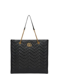 schwarze gesteppte Shopper Tasche aus Leder von Gucci