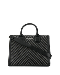 schwarze gesteppte Shopper Tasche aus Leder von Karl Lagerfeld