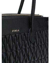 schwarze gesteppte Shopper Tasche aus Leder von Furla