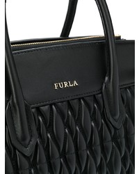 schwarze gesteppte Shopper Tasche aus Leder von Furla
